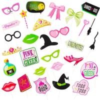ราคา HSSL 29 ชิ้นสีชมพูและสีเขียวแม่มดตกแต่งปาร์ตี้ Photo Booth Props ภาพยนตร์แม่มดธีม Photo Booth Props ชุดแม่มดวันเกิด Party Su MCL7717 (43924546608)