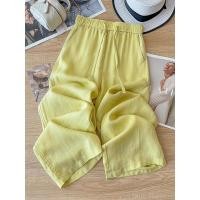 ราคา กางเกงขากว้างเอวสูงสำหรับฤดูร้อน สไตล์บางเบา จากผ้าลินินและผ้าฝ้าย เทนเซล สีเหลืองสดใส ใหม่ล่าสุด (40922464571)