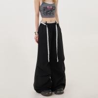 ราคา กางเกงผู้หญิงเอวสูง ขากว้าง แบบหลวมสบาย มีหลายกระเป๋าและเชือกรูด พอดิบพอดีสำหรับสไตล์ล่าสุด (44800927626)