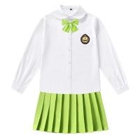 ราคา เสื้อเชิ้ตแขนยาวคอกลมสีขาวพร้อมกระโปรงสีทึบ ชุดJKแบบโบว์ สไตล์ใหม่สำหรับนักเรียน (41714909479)