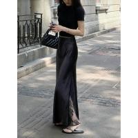 ราคา กระโปรงลายลูกไม้สีดำทรงฝรั่งเศส พร้อมสายเดรสเอวสูง แขนแซติน (41216949737)