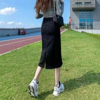 ราคา กระโปรงยีนส์เอวสูงสำหรับผู้หญิง แบบผ่าหลัง สไตล์ทรงตรง เหมาะสำหรับฤดูใบไม้ผลิและฤดูร้อน (41569750137)