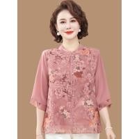 ราคา เสื้อยืดฤดูร้อนสไตล์ผสมตะวันตกและจีน แขนกลาง ชีฟอง สำหรับคนกลางอายุถึงผู้สูงอายุ พิเศษสำหรับไซส์ใหญ่ (27492081620)