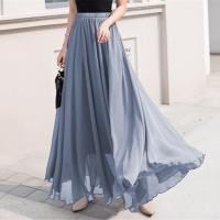 ราคา กระโปรงชีฟองสีเรียบเอวสูง แบบใหม่สำหรับฤดูใบไม้ผลิและร้อน กระโปรงทรงยาวไซส์ใหญ่ (42969496029)