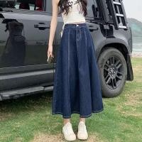 ราคา กระโปรงยีนส์ผู้หญิง ระดับเข่า สไตล์เอวสูง ยืดหยุ่น ทรง A line สำหรับฤดูใบไม้ร่วงปี 2023 (41219714777)