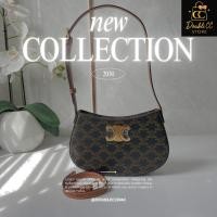 ราคา Clearance Sale กระเป๋าสะพายข้างผู้หญิง ทรงเรียบหรู หนังผสมผ้าแคนวาส (42365726133)