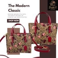 ราคา สินค้าขายดี Factory กระเป๋าทรง Mollie Tote 25 ลายแคนวาสและลายเชอร์รี่ (55701069473)