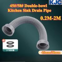 ราคา KJC HY 45 58 อ่างล้างจานชามคู่ท่อระบายน้ําความยาว 0 2ม 2ม ขยายป้องกันกลิ่นอ่างล้างจานท่อระบายน้ําท่อ (27237629007)