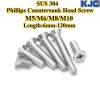 ราคา KJC CTLS 304 สแตนเลส สกรูหัวจมแฉก M5 M6 M8 M10 สกรูหัวแบนไขว้ ความยาว 6 มม 120 มม สลักเกลียวหัวแบน (24746607874)