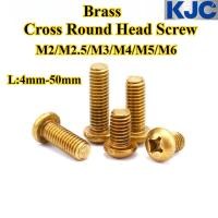 ราคา KJC YCS สกรูหัวกลมทองเหลือง Phillips M2 M2 5 M3 M4 M5 M6 สกรูหัวกระทะไขว้ สลักเกลียวทองแดงความแข็งแรงสูง ความยาว 4 มม 50 มม (41551208904)