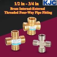 ราคา KJC HY ข้อต่อท่อสี่ทางเกลียวภายใน ภายนอกทองเหลือง 1 2 นิ้ว 3 4 นิ้ว ข้อต่อท่อสามทางออกเดียว (41321690851)