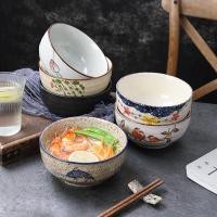 ราคา สีมือสไตล์ญี่ปุ่น6นิ้วชามก๋วยเตี๋ยวครัวเรือนชามขนาดใหญ่บนโต๊ะอาหาร เคลือบด้านล่าง สีเซรามิคก๋วยเตี๋ยวชามซุปชามบะหมี่กึ่งสําเร็จรูปชามราเมน 5UBN (42025500973)