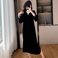 ราคา ชุดเดรสกำมะหยี่ยาวสีดำสำหรับผู้หญิง ออกแบบมาอย่างหรูหราและสง่า มีความอ่อนโยนแบบคลาสสิก เหมาะสมใส่ในฤดูใบไม้ร่วงและฤดูหนาว (44800883829)