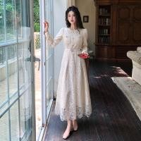 ราคา เดรสลูกไม้ฝรั่งเศสผู้หญิงสไตล์ฤดูใบไม้ร่วงใหม่ปกอุตสาหกรรมหนักชุดราตรีหรูหราชุดยาว7135 (44800883881)