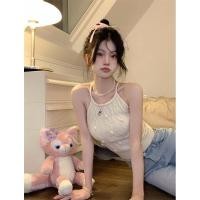 ราคา เสื้อสายเดี่ยวผ้าถักคล้องคอเซ็กซี่เว้าหลังสําหรับผู้หญิงแบบสั้นเข้ารูปเสื้อกั๊กฐานสาวฮอตสําหรับฤดูร้อน (44800883820)