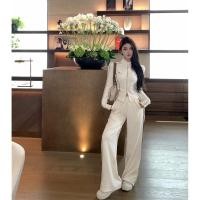 ราคา เสื้อท็อปทรงเข้ารูปสไตล์ชาแนล พร้อมกางเกงขายาวสำหรับสตรี (24097281021)