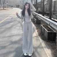 ราคา ชุดกีฬาลําลองผ้าถักสีเทาสําหรับผู้หญิงในสไตล์ชาแนล ระดับไฮเอนด์อ่อนเยาว์แฟชั่นสลิมมิ่งชุดสามชิ้นสําหรับฤดูใบไม้ผลิและฤดูใบไม (44800883863)