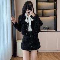 ราคา 2025 Black Designer Style Niche Chanel Inspired Womens Set Temperament Coat and Skirt Two Piece for Petite Sizes (55650858816)