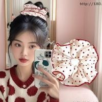 ราคา ยางรัดผมสำหรับเด็กผู้หญิง ขนาดใหญ่ สีแดงลายจุด พร้อมโบว์ ยืดหยุ่นสำหรับผมหางม้า (57050276828)