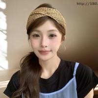 ราคา fitnessfrenzystore Beach Straw Weaving Cross Knotted Womens Handmade Weaving Hair Band Bohemian Wide pling Hair Hoop เครื่องประดับผม TH (43725872510)