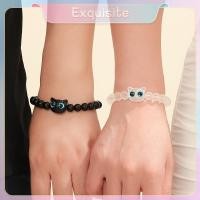 ราคา ประณีต 2 ชิ้นส่องสว่างสีดําสีขาวแมวสร้อยข้อมือคู่ชุดหัวใจแม่เหล็กสายรัดข้อมือยืดหยุ่นของขวัญเครื่องประดับอุปกรณ์เสริม ไทย (43652305653)