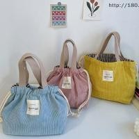 ราคา fitnessfrenzystore Lunch Bag Corduroy Lunch Box Drawstring Tote Cotton Cloth Small Handbag Dinner Container Picnic Food Storage Pouch TH (43175812603)