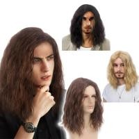 ราคา หยักผู้ชายวิกผมไหล่ความยาวข้าวโพดดัดวิกผมปุยวิกผมหยิก (29829664834)