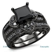 ราคา Fancy แหวนหมั้น ประดับเพทาย พลอยเทียม ทรงสี่เหลี่ยม สีดํา 2 ชิ้น ต่อชุด (16988268605)
