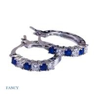 ราคา Fancy ต่างหูเงิน 925 ประดับไพลินธรรมชาติ และเพชร หรูหรา (17019305533)