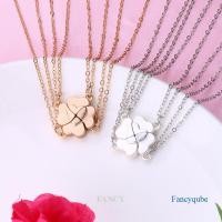 ราคา 4 ชิ้น เซ็ต Lucky Four Leaf Clover สร้อยคอลูกหัวใจสแตนเลสโซ่ทองแม่เหล็ก พร้อมจี้ Choker เครื่องประดับผู้หญิง (42756416538)