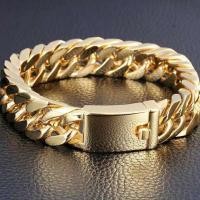 ราคา 18k Gold Mens Fashion Cuban Chain Punk Bracelet Jewelry (26068037396)