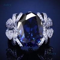 ราคา Fancyqube ใหม่ แหวน ประดับโบว์ เพทาย สีฟ้า ขนาดใหญ่ เกรดสูง เครื่องประดับสตรี (14893391472)