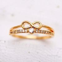 ราคา โลหะหรูหราชุบเงินรูป8มินิแหวนเพทายสีขาวผู้หญิงคู่ป๊อปแหวน (28064849766)