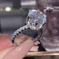 ราคา Fancy แหวนเพชรโมอิส รูปวงรี ประดับเพชรพิเศษ (22675491424)