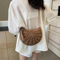 ราคา กระเป๋าสะพายข้างครึ่งวงกลม แฮนด์เมดจากหวายพู่ สไตล์แฟชั่นฤดูร้อน เหมาะสำหรับชายหาด (40126080129)