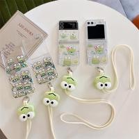 ราคา การ์ตูน Sanrio Keroppi Hard Clear Case สําหรับ Samsung Z Flip 6 5 4 3 ฝาครอบกันกระแทกพร้อมตุ๊กตาซิลิโคนไนลอนพวงกุญแจ Lanyard สายคล้องโทรศัพท์ (27756553200)
