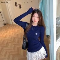ราคา KAN เสื้อแขนยาวสำหรับผู้หญิง ดีไซน์ทอลายตัดกัน เหมาะกับฤดูใบไม้ร่วงและฤดูหนาว ฟิตพอดีตัว (51700488186)