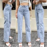 ราคา ยีนขากระบอก ยีนขากระบอก ฟอก เอวสูง งานป้าย (14646579745)