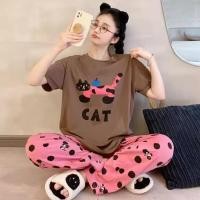 ราคา ชุดเสื้อ เสื้อ กางเกง ลายใหม่ ชุดนอน เสื้อแขนสั้น กางเกงขายาว ผ้าคอตตอนลายการ์ตูน ผ้านิ่มมาก (22644532863)