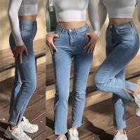 ราคา แฟชั่นกางเกงยีนส์เอวสูง ขากระบอกเล็ก สไตล์เกาหลี ผ้ายีนส์แท้ รุ่นแต่งผ่าปลายขา ทรงสวย มีครบไซส์ คุณภาพเกินราคา (40673003915)