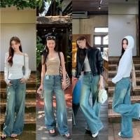 ราคา มีไซซ์ S XLกางเกงยีนส์ เอวสูง สไตล์เกาหลี แนววินเทจ เท้ากว้าง กางเกงยีนส์ขายาว สวยๆเก๋ๆ (26835785156)
