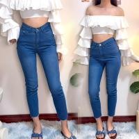 ราคา กางเกงยีนส์ กางเกงขากระบอกเล็ก ทรงบอย ผ้ายืด เอวสูง S 4XL พร้อมจัดส่งในไทย (49600983459)