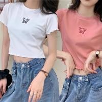 ราคา พร้อ มส่ง เสื้อครอปผู้หญิง แขน สั้น ไหมพรม ลายผีเสื้อ แขนสั้นของนักเรียนภาคฤดูร้อนงานปักสามมิติ (18536606254)