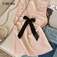 ราคา พร้อมส่ง เสื้อกล้ามไหมพรม น่ารักมาก ดีเทลลวดลายโบว์ทั้งตัว รอบลูกไม้ (29881826137)