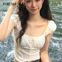 ราคา คลังสินค้าพร้อม เสื้อยืดแขนสั้นลูกไม้ไหล่เดียวสำหรับผู้หญิง ฤดูร้อนใหม่สไตล์บัลเล่ต์ดีไซน์ไหล่เฉียงเสื้อ (43613547823)