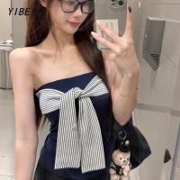 ราคา เสื้อครอปลายทางขาว แขนกุดคอกลม มีสายผูกโบว์หลังคอ เนื้อผ้า อ๊อกซ์ฟอร์ด ยับยาก ไม่ร้อน (27189765548)