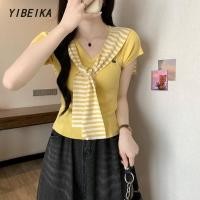ราคา สไตล์เกาหลี สไตล์วิทยาลัย คอวี สไตล์ถัก แถบ ผ้าคลุมไหล่ เสื้อสั้น (41100596010)
