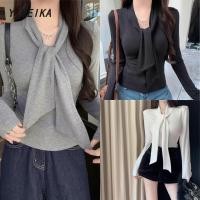 ราคา เรียบง่าย เสื้อครอปแขนยาว คอวี ยืดเยอะมาก เหมาะสำหรับโอกาสทางการ (54400289987)