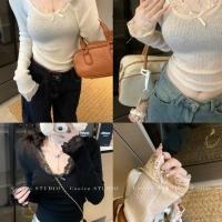 ราคา เสื้อลูกไม้ถักลายปะติดปะต่อ สีขาวแขนยาว เหมาะสำหรับผู้หญิงใส่ทุกวัน (52100275615)