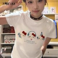 ราคา เสื้อยืดรัดรูป สาวอวบใส่ได้ ลวดลายแมว ทรงสวย ใส่แล้วพรางหุ่น เอวคอดสุด (44700032396)
